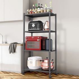 Kitchen Bakers Rack, Heavy Duty Bakers Rack 4-Tier Free Standing Kitchen Storage Shelf Rack Hight Adjustable with Wheels & Feet