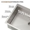 30 x 19 Inch Workstation Ledge Handmade Undermount Kitchen Sink SUS304 Stainless Steel 16 Gauge Single Bowl Sink