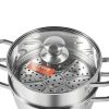 VEVOR Steamer Pot, 8.66in/22cm Steamer Pot for Cooking with 3QT Stock Pot and Vegetable Steamer