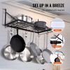 VEVOR Pot Rack Wall Mounted, 24 inch Pot and Pan Hanging Rack, Pot and Pan Hanger with 12 S Hooks, 55 lbs Loading Weight, Ideal for Pans, Utensils