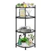 YSSOA 4 Tier Corner Display Rack Multipurpose Metal Shelving Unit, Bookcase Storage Rack Plant Stand for Living Room, Home Office, Kitchen