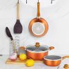 Kitchen Cookware Set, 6 PCS Nonstick Pot and Pan Set-Wok, Soup, Milk Pot Set Orange