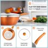 Kitchen Cookware Set, 6 PCS Nonstick Pot and Pan Set-Wok, Soup, Milk Pot Set Orange