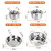 Stainless Steel Cookware Set Fast Even Heat Induction Pots Pans Set Dishwasher Safe with 2.7 /3.7 Quart Stockpot 2 Quart Saucepan 9.17in Frying Pan-No