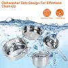 Stainless Steel Cookware Set Fast Even Heat Induction Pots Pans Set Dishwasher Safe with 2.7 /3.7 Quart Stockpot 2 Quart Saucepan 9.17in Frying Pan-No