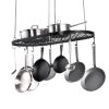 VEVOR Hanging Pot Rack, 32 inch Hanging Pot Rack Ceiling Mount, Ceiling Pot Rack with 12 S Hooks, 80 lbs Loading Weight, Ideal for Home, Restaurant