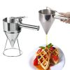 Pancake Batter Dispenser Mixer Stainless Steel Funnel Design with Stand Rack 1000 ML Waffle Batter Dispenser Pancake Maker Cooking Baking Tools