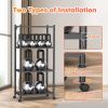 Kitchen Bakers Rack, Heavy Duty Bakers Rack 4-Tier Free Standing Kitchen Storage Shelf Rack Hight Adjustable with Wheels & Feet