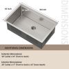 30 x 19 Inch Workstation Ledge Handmade Undermount Kitchen Sink SUS304 Stainless Steel 16 Gauge Single Bowl Sink