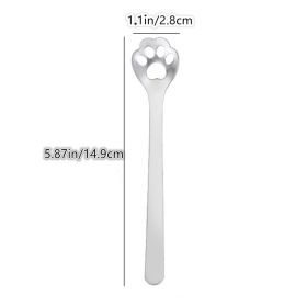 1/5pcs, Stainless Steel Hollow Out Kawaii Cat Claw Spoon, Mixing Spoon, Cake Dessert Spoon, Cookie Mold (Items: Hollow Cat Claw Spoon, Quantity: 1pc)